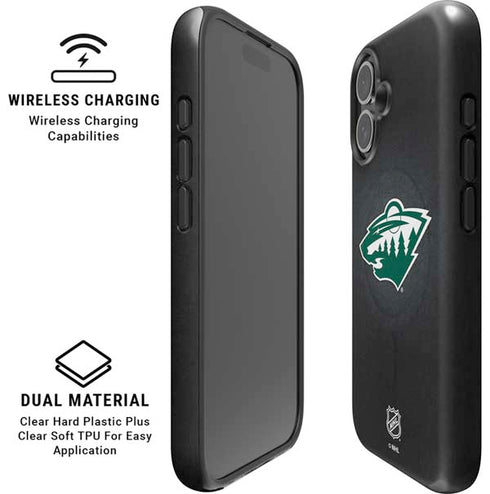 NHL Minnesota Wild Black Background iPhone 16 Plus Magsafe Impact Case